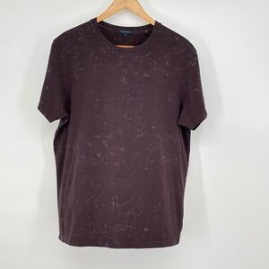 Patrick Assaraf Mens T-Shirt Small S Maroon Marble Print Pima Cotton‎ Casual
